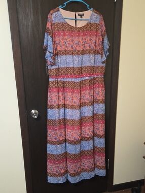 Lane Bryant long dress orange and blue 18/20
